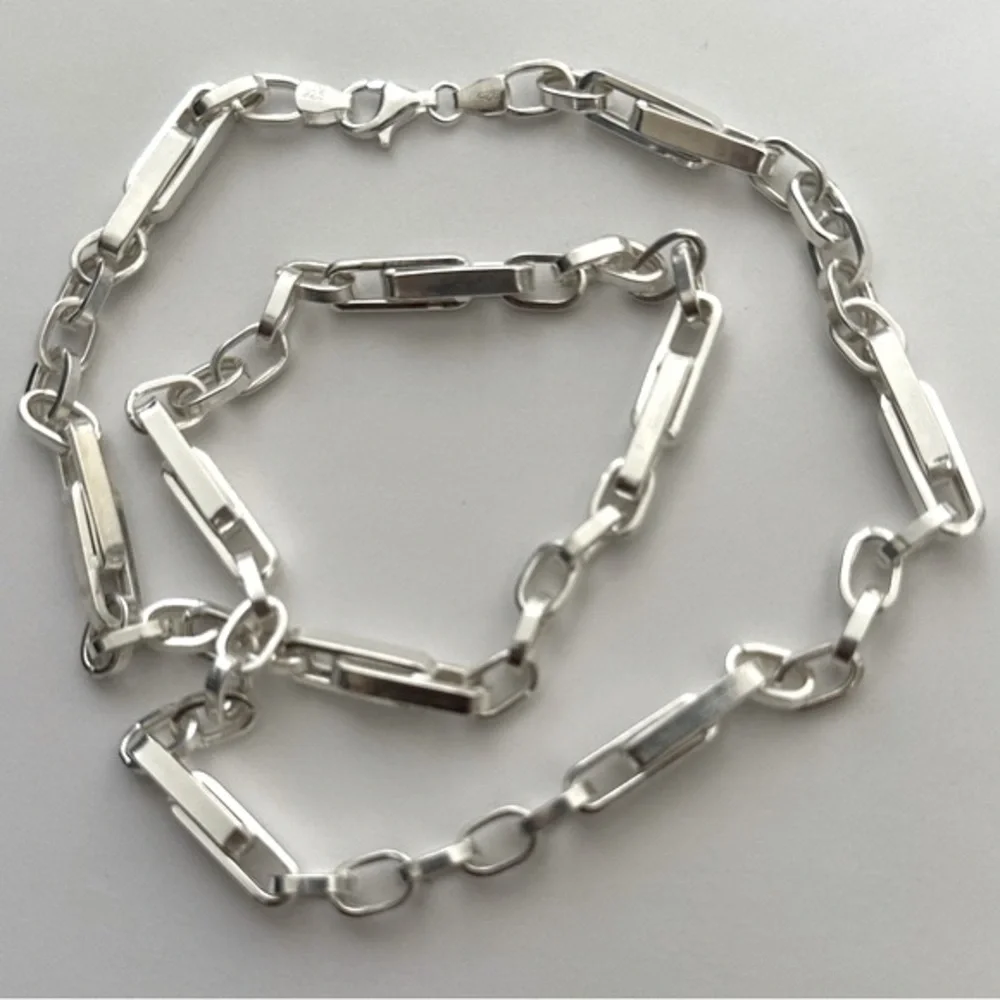 925 silver 24” 6mm 24” necklace link chain unisex handmade links